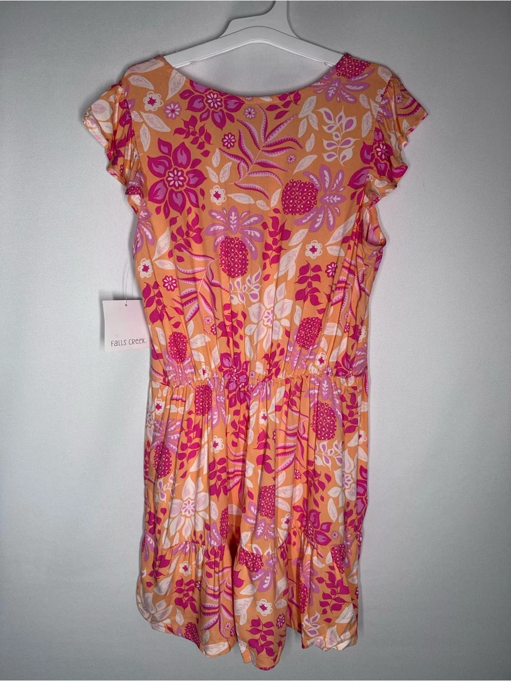 ❤️3/$30 NWT Falls Creek Girls Tropical Pineapple Tiered Romper Sz L 10/12